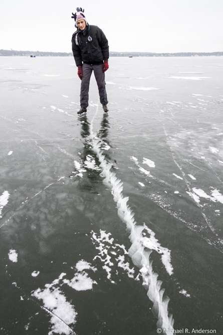 Matthew skating on Lake Mendota